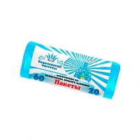 Мешки для мусора 60 л, голубые, в рулоне 20 шт., ПНД, 7 мкм, 680х580 мм, Королевство Чистоты, МК3988 (ПЭКЧ-60-20г) в Элисте