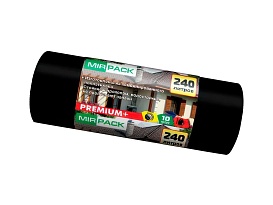 Мешки для мусора 240 л, ароматизированные, черные, в рулоне 10 шт., ПВД 45 мкм, 1300х930 мм, PREMIUM+, 24010830 в Элисте