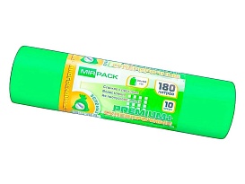 Мешки для мусора 180 л, ароматизированные, зеленые, в рулоне 10 шт., ПВД, 35 мкм, 1100х930 мм, PREMIUM+, 180105301 в Элисте