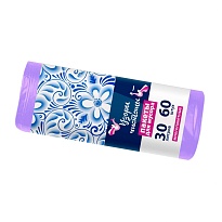 Мешки для мусора 30 л, сиреневые, в рулоне 60 шт., ПНД, 6 мкм, 560х480 мм, Узоры Чистоты, МУ4251 (МН 30-60сир) в Элисте