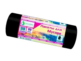 Мешки для мусора 30 л, черные, в рулоне 20 шт., ПНД, 7 мкм, 600х500 мм, MIRPACK Classik, 302040 в Элисте