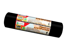 Мешки для мусора 120 л, черные, в рулоне 10 шт., ПНД, 12 мкм, 1100х700 мм, MIRPACK Classik, 1201011 в Элисте