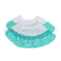 Бахилы бело-бирюзовые 1000 шт (500 пар), 48 мкм, двойная подошва, с одной резинкой, Эконом+ в Элисте