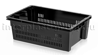 Ящик универсальный для овощей, фруктов и хлеба перфорированные стенки сплошное дно черный в Элисте