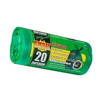 Мешки для мусора 20 л, биоразлагаемые, с ручками, черные, в рулоне 30 шт., ПНД, 10 мкм, 550х440 мм, Крепак, 4607075710047 в Элисте