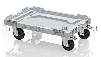 Тележка пластиковая сплошная 2 колеса с тормозом серая в Элисте