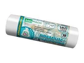 Мешки для мусора 180 л, ароматизированные, белые, в рулоне 10 шт., ПВД, 35 мкм, 1100х930 мм, PREMIUM+, 180105302 в Элисте