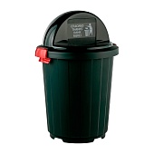 Мусорный бак с крышкой - клавишей на колесах 105 л темно-зеленый