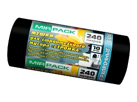 Мешки для мусора 240 л, ароматизированные, черные, в рулоне 10 шт., ПВД 70 мкм, 1300х930 мм, СТРОЙКА, S24010130 в Элисте