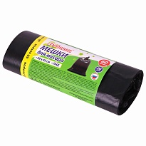 ММешки для мусора 60 л, черные, в рулоне 20 шт., ПНД, 8 мкм, 650х580 мм, Любаша, 608092 в Элисте