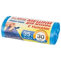 Мешки для мусора 35 л, с ушками, синие, в рулоне 30 шт., ПНД, 11 мкм, 650х500 мм, LAIMA ULTRA, 607684 в Элисте