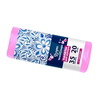 Мешки для мусора 35 л, с ушками, розовые, в рулоне 20 шт., ПНД, 12 мкм, 655х500 мм, Узоры Чистоты, МУ3469 (МСУ-35роз) в Элисте