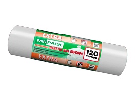 Мешки для мусора 120 л, белые, в рулоне 10 шт., ПНД, 14 мкм, 1100х700 мм, EXTRA, ex1201803 в Элисте