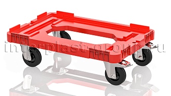 Тележка пластиковая с отверстием 2 колеса с тормозом усиленная красная в Элисте