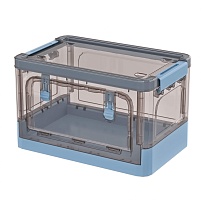 Ящик пластиковый складной прозрачный коричневый, дно синее, 360х235х230 мм, с колесиками в Элисте