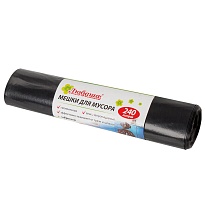 Мешки для мусора 240 л, черные, в рулоне 5 шт., ПВД 30 мкм, 1300х900 мм, Любаша, 605338 в Элисте