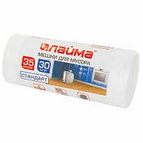 Мешки для мусора 35 л, белые, в рулоне 30 шт., ПНД, 6 мкм, 550х480 мм, LAIMA, 605538 в Элисте