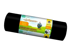 Мешки для мусора 180 л, ароматизированные, черные, в рулоне 10 шт., ПВД, 100 мкм, 1100х930 мм, Добрыня, Dob18010black в Элисте